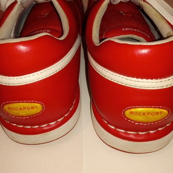 Rockport Shoes Rockport Mens Red Leather Trimmed In White Tennis Shoes Size 4 Poshmark
